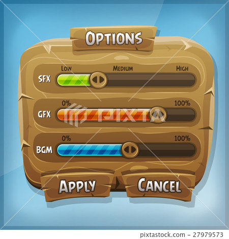 Cartoon Wood Control Panel For Ui Game 27979573