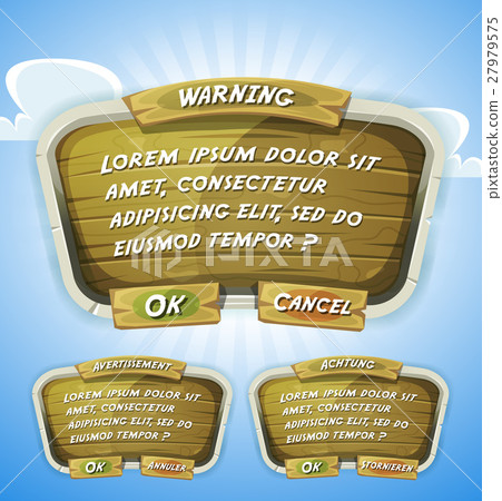 Cartoon Wood Agreement Panel For Ui Game 27979575