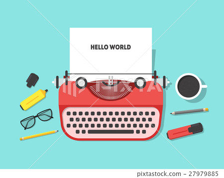 Cartoon Vintage Typewriter and Element Set. Vector Cartoon Vintage Typewriter and Element Set. Vector 27979885