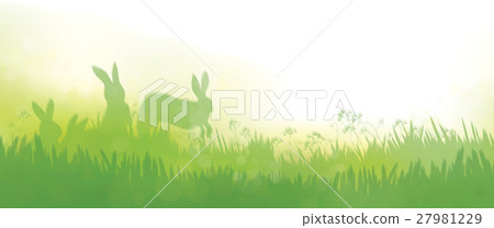Vector rabbits in grass nature background. Vector rabbits in grass nature background. 27981229