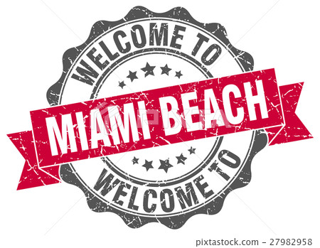 Miami Beach round ribbon seal 27982958