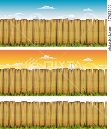 Seamless Spring Or Summer Wood Fence 27983902