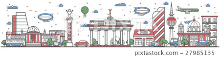 Travel in Berlin city line flat design banner 27985135