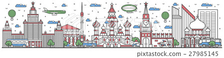 Travel in Russia country line flat design banner Travel in Russia country line flat design banner 27985145