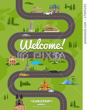 Welcome to Europe poster with famous attractions Welcome to Europe poster with famous attractions 27985281
