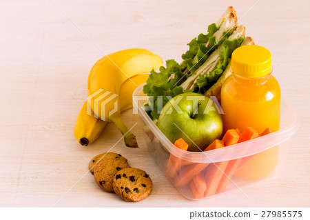 School lunch box with sandwich. 27985575
