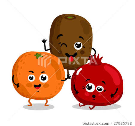 Funny fruit isolated cartoon characters Funny fruit isolated cartoon characters 27985758