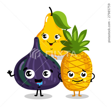 Funny fruit isolated cartoon characters Funny fruit isolated cartoon characters 27985759