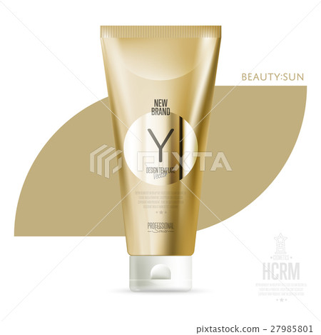 Realistic cosmetic skin lotion golden container Realistic cosmetic skin lotion golden container 27985801