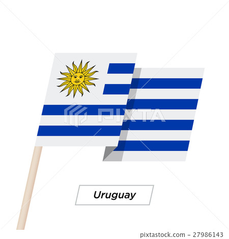 Uruguay Ribbon Waving Flag Isolated on White 27986143