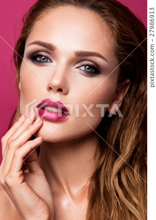 Glamour portrait of beautiful woman model with Glamour portrait of beautiful woman model with 27986913