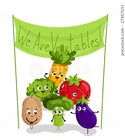 插图素材: funny vegetable isolated cartoon characters