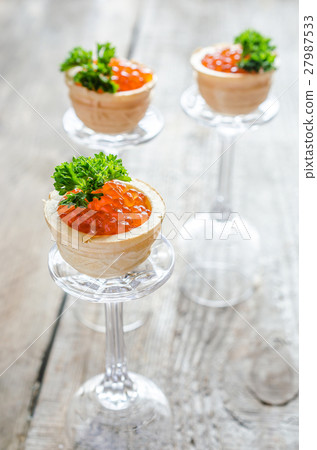 Sandwiches with red caviar Sandwiches with red caviar 27987533