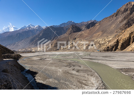 view of the Himalayas and village Jomsom 27987698