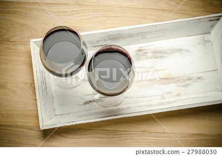 Two Glasses of Red Wine. The Top View Two Glasses of Red Wine. The Top View 27988030