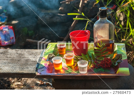 Cognac on a tray. 27988473