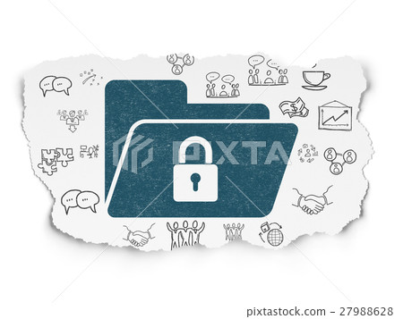 Finance concept: Folder With Lock on Torn Paper 27988628