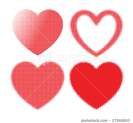 set of Red hearts with halftone effect isolated set of Red hearts with halftone effect isolated 27988693