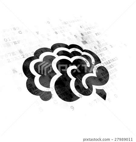 Science concept: Brain on Digital background - Stock Illustration ...