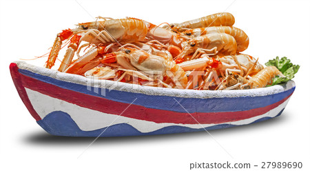 Shrimps in a bowl in the form of a ship 27989690