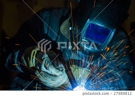 Industrial steel welder in factory technical, 27989812