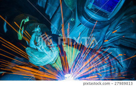 Industrial steel welder in factory technical, 27989813