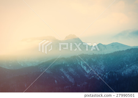 View on sunset at winter mountains Tatry, Poland View on sunset at winter mountains Tatry, Poland 27990501