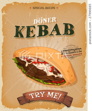 Grunge And Vintage Kebab Sandwich Poster 27990885