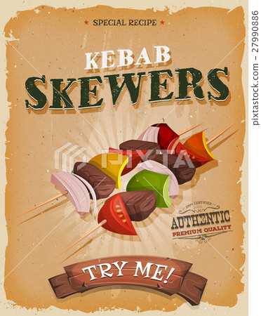 Grunge And Vintage Kebab Skewers Poster 27990886