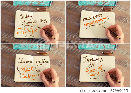 Photo collage of handwritten motivational messages Photo collage of handwritten motivational messages 27999495