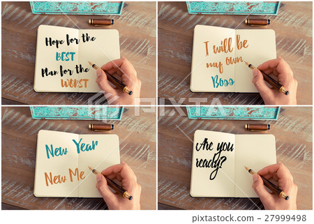 Photo collage of handwritten motivational messages Photo collage of handwritten motivational messages 27999498