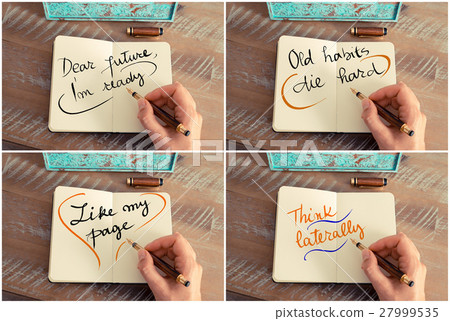 Photo collage of handwritten motivational messages Photo collage of handwritten motivational messages 27999535