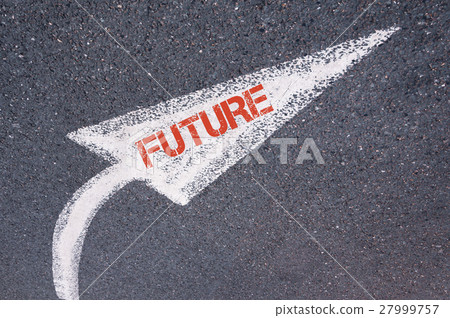 word FUTURE over road surface word FUTURE over road surface 27999757