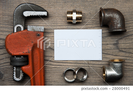 Set of pipes plumbing tools fittings and business 28000491