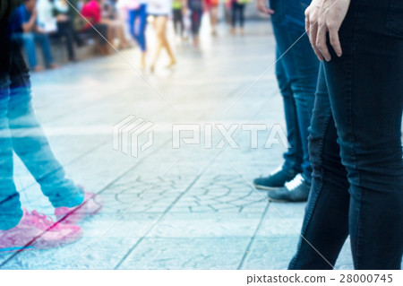 abstract people walk on street, pastel and blur  28000745