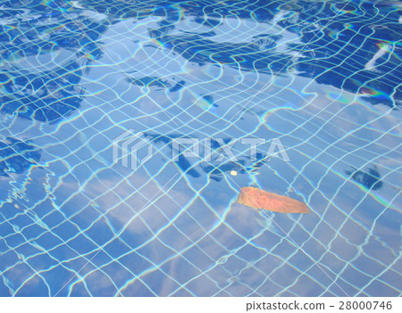 Dry leaf in water ripples on swimming pool Dry leaf in water ripples on swimming pool 28000746