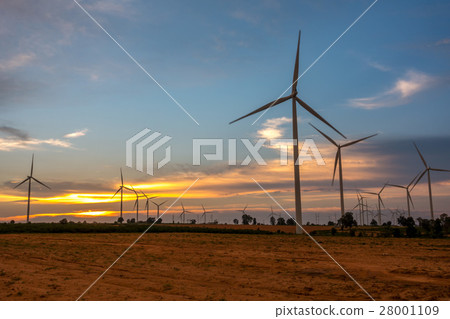 Huay Bong Wind Farm Thailand on sunset 28001109