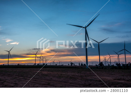 Huay Bong Wind Farm Thailand on sunset 28001110
