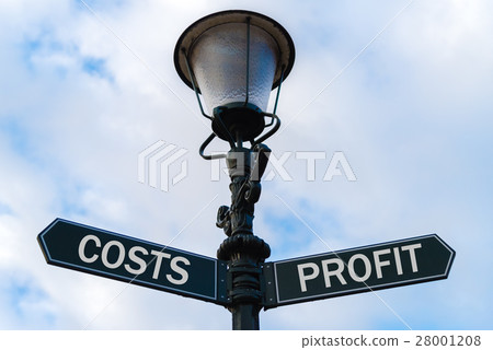 Costs versus Profit directional signs on guidepost Costs versus Profit directional signs on guidepost 28001208