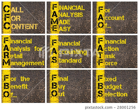 Photo collage of business acronyms 28001256