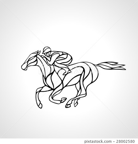 圖庫插圖: horse race. equestrian sport. silhouette of racing