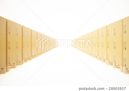 Warehouse concept of stacked cardboard boxes on 28003937