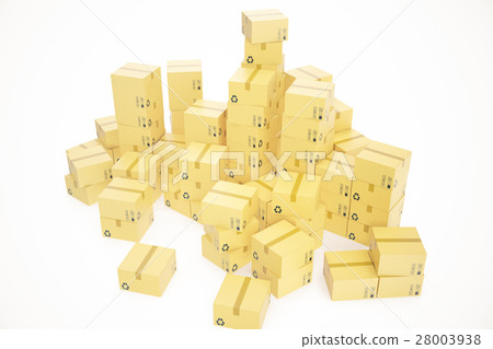 Stack of cardboard boxes isolated on white 28003938
