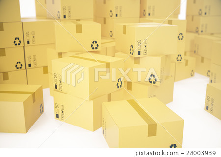 Stack of cardboard boxes isolated on white 28003939