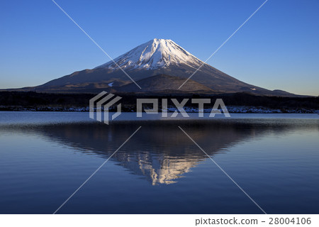 Upside down Mt. Fuji in winter season from Lake Shoji Upside down Mt. Fuji in winter season from Lake Shoji 28004106