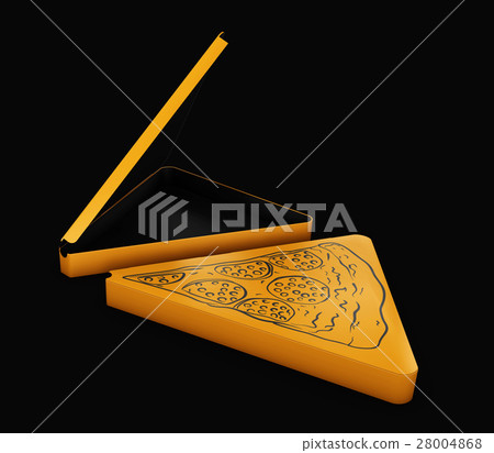 3d Illustration of Pizza triangular box mockup 28004868