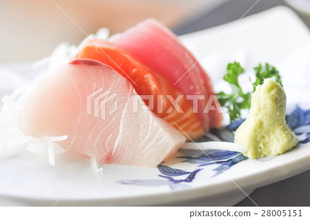 hirame sashimi,salmon sashimi and tuna sashimi 28005151