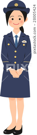 A female police officer standing straight A female police officer standing straight 28005424