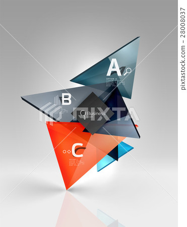 Glossy glass translucent triangles on 3d empty Glossy glass translucent triangles on 3d empty 28008037