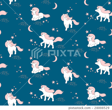 Seamless pattern with cute Unicorns - Stock Illustration [28008529] - PIXTA